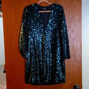 Express XL Green Sequin Dress
